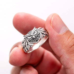 925 Sterling Silver Owl Head Ring