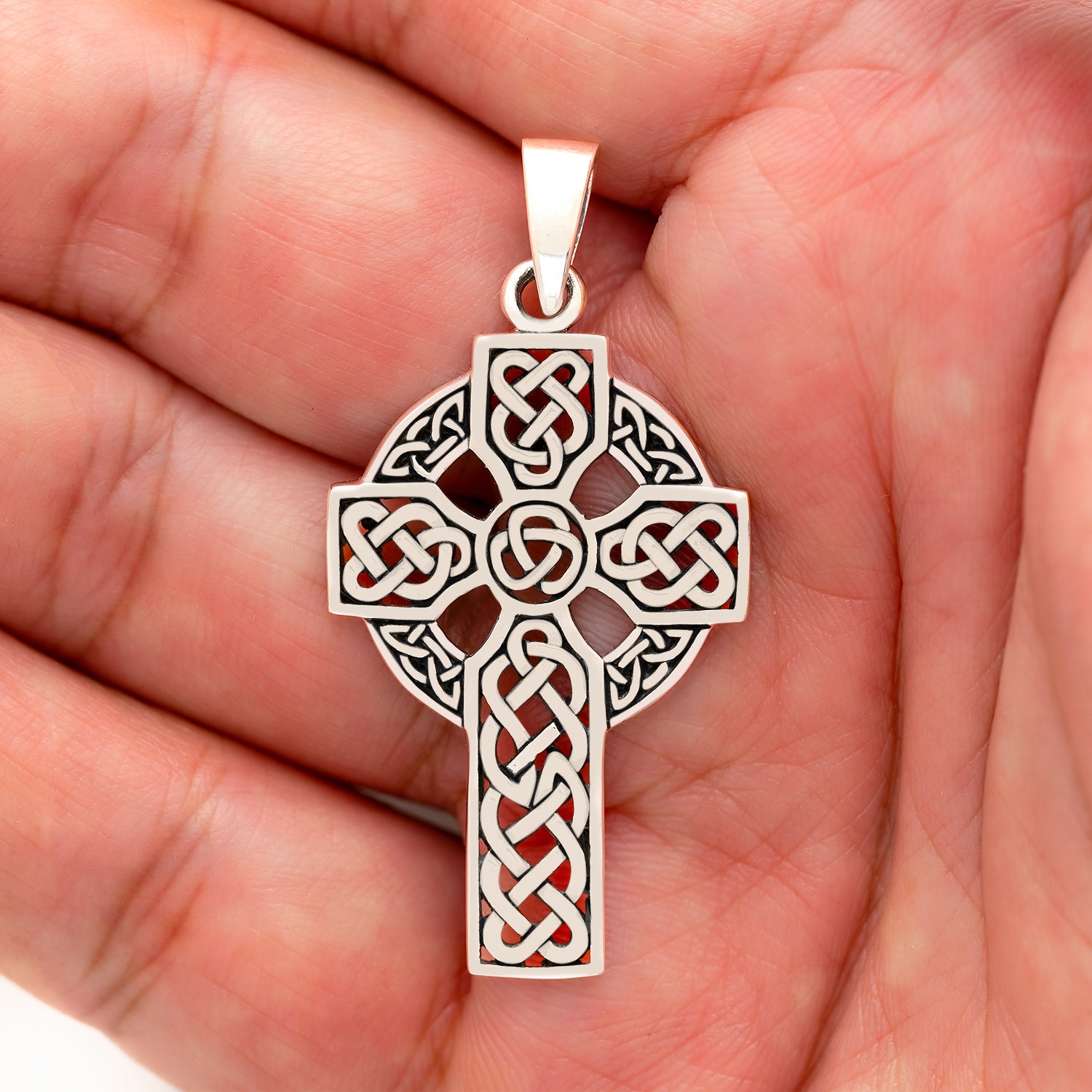 Sterling Silver Celtic Cross Large Pendant