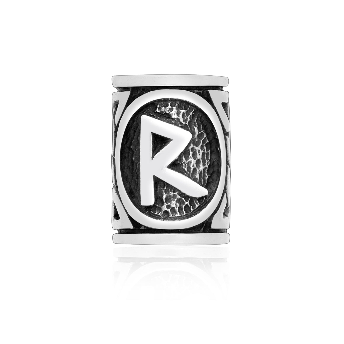 925 Sterling Silver Viking Beard Hair Bead with Rune Raidho - SilverMania925