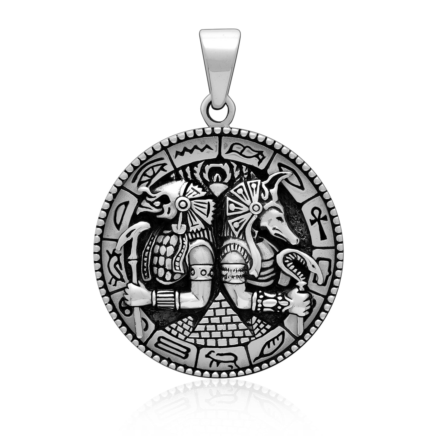 Sterling Silver Anubis and Horus Pendant