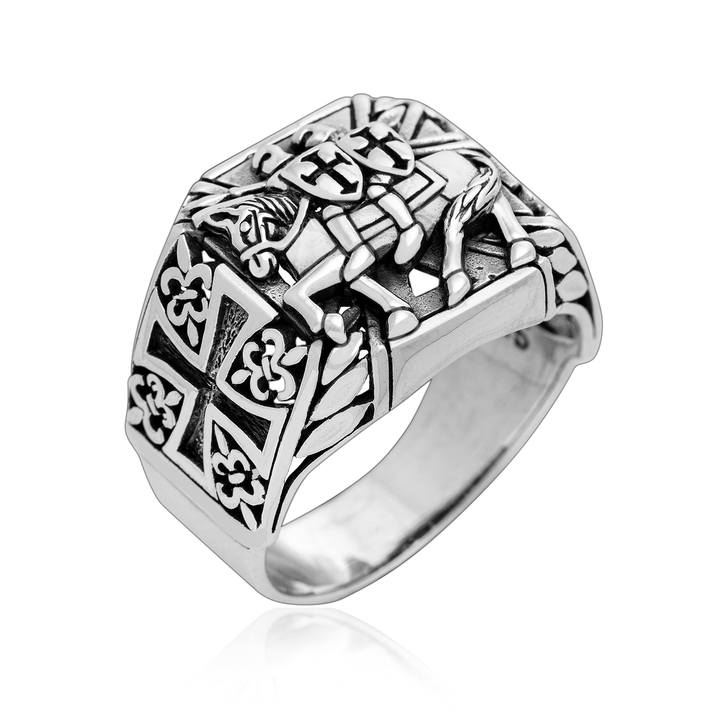 Sterling Silver Knights Templar Crusaders Signet Ring