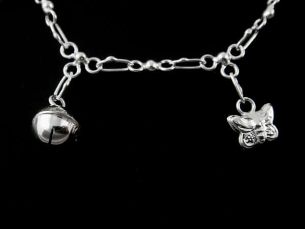 925 Sterling Silver Butterfly Bead Chain Anklet - SilverMania925