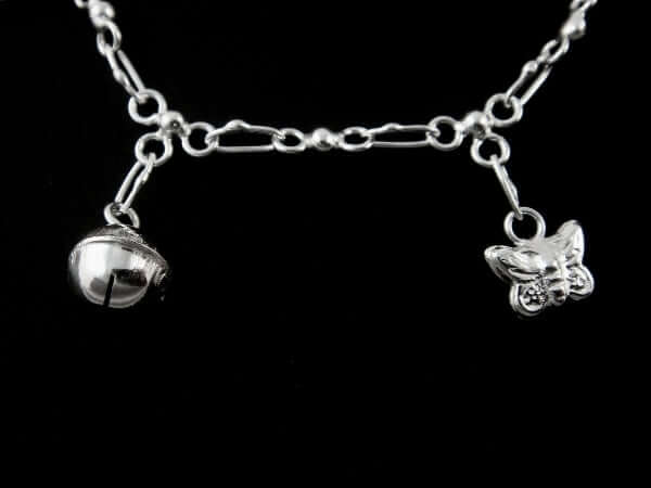 925 Sterling Silver Butterfly Bead Chain Anklet