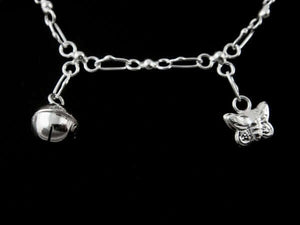 925 Sterling Silver Butterfly Bead Chain Anklet