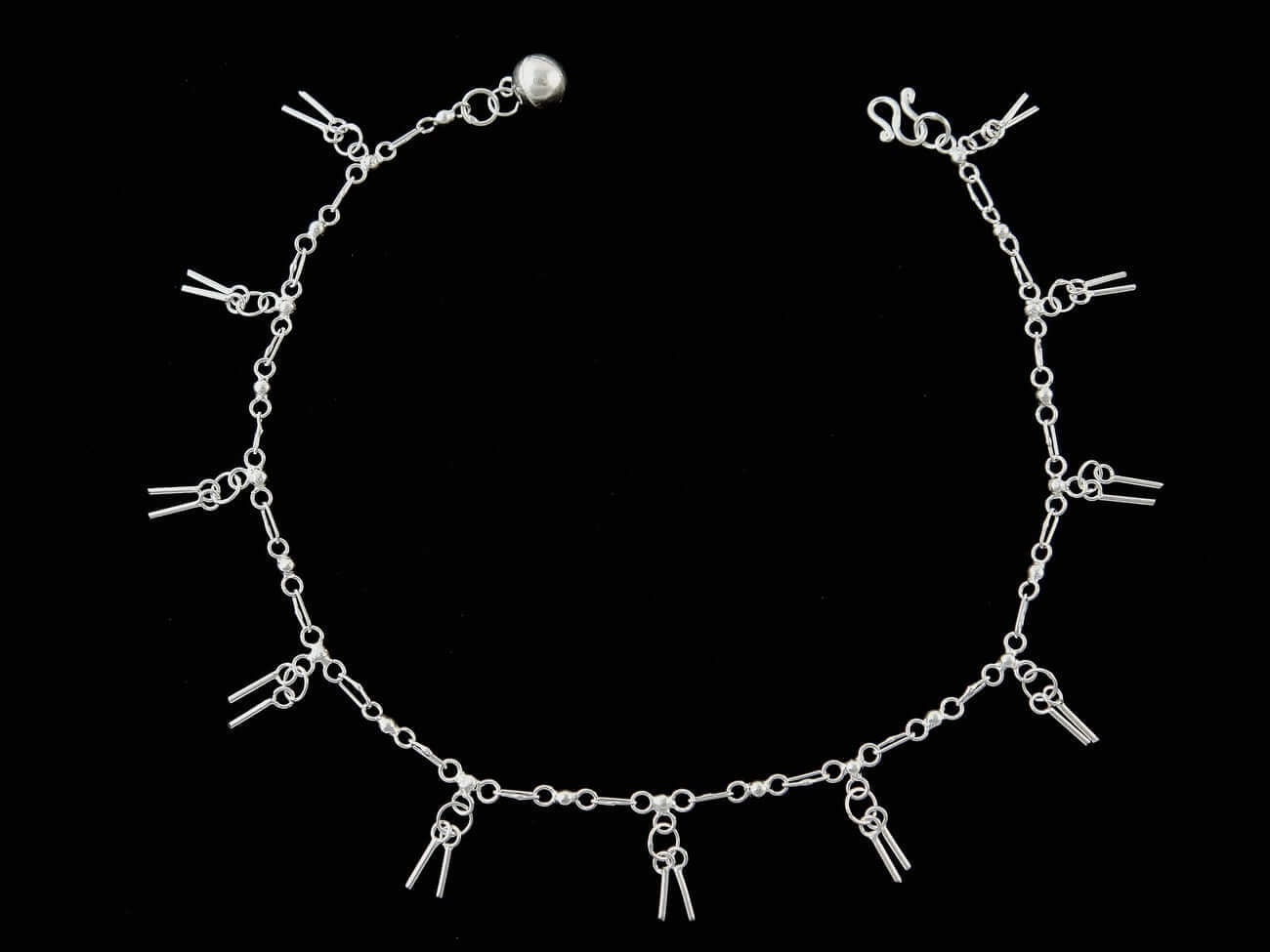 925 Sterling Silver Key Charms Chain Anklet