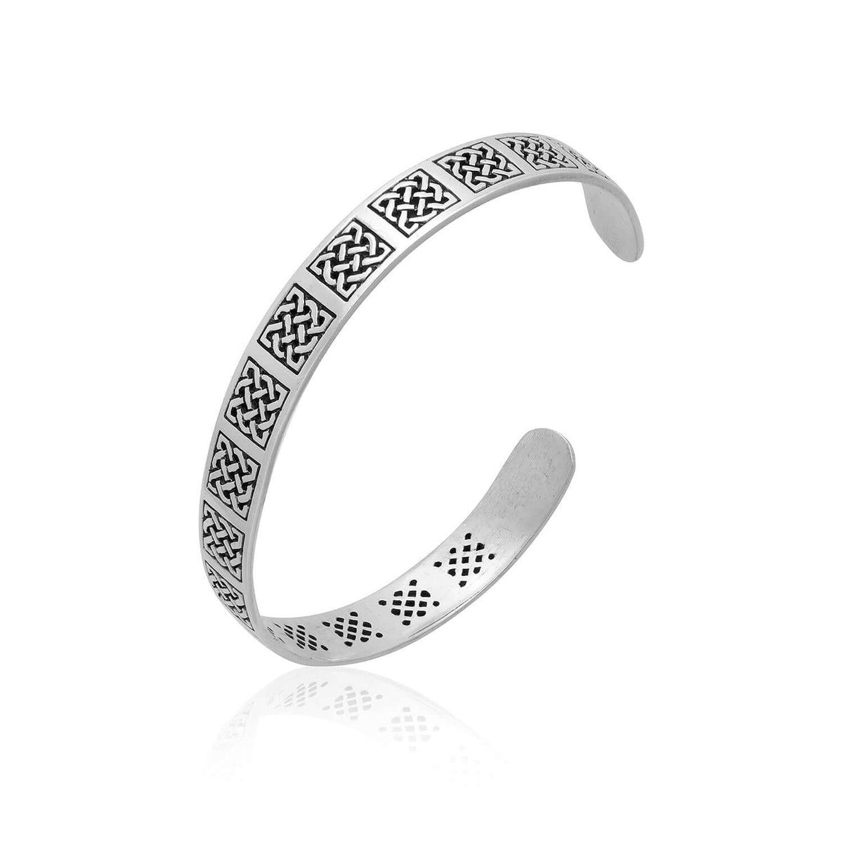 925 Sterling Silver Celtic Knots Bangle Square Design - SilverMania925