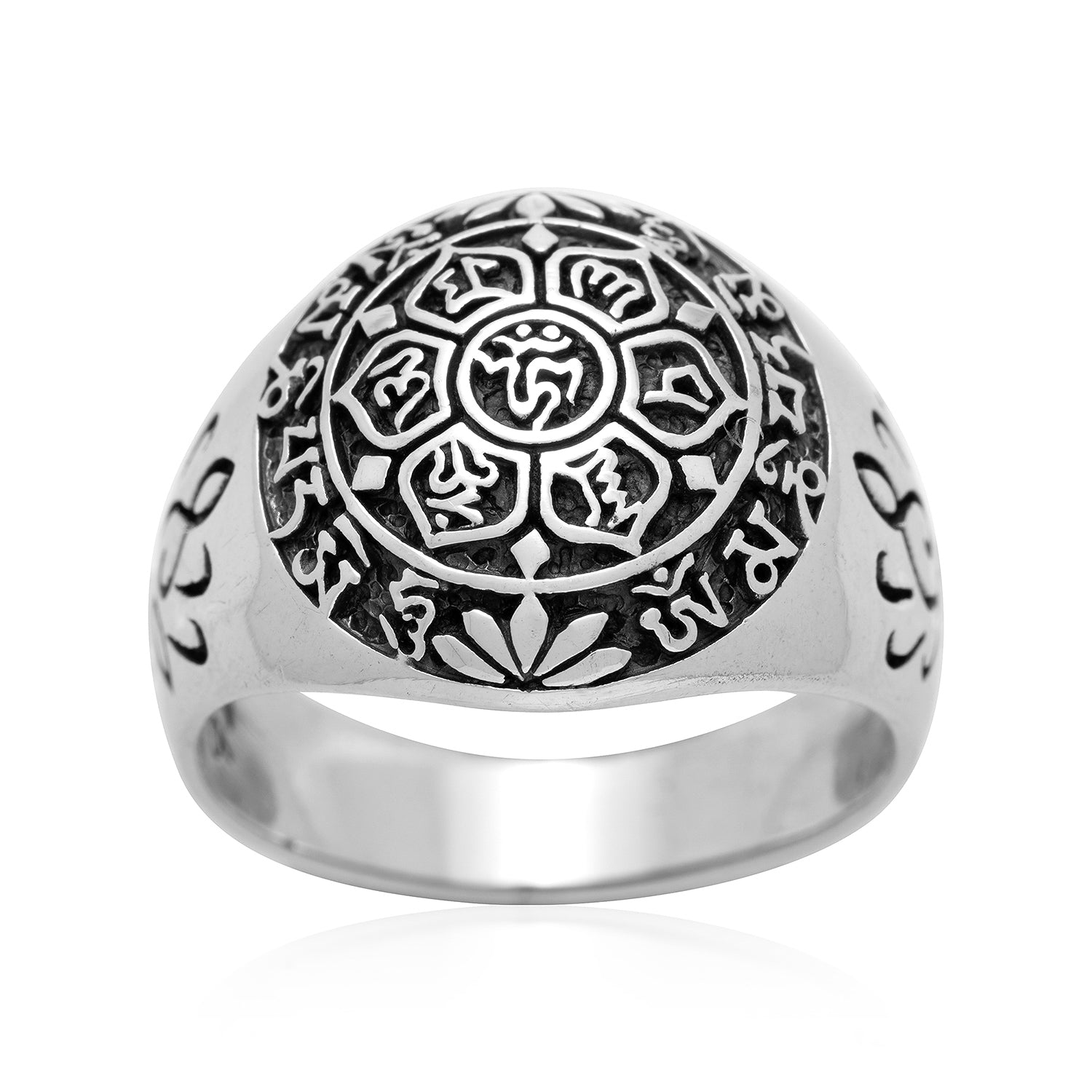 Manthar Rind 925 Sterling Silver Six Word Mantra Ring
