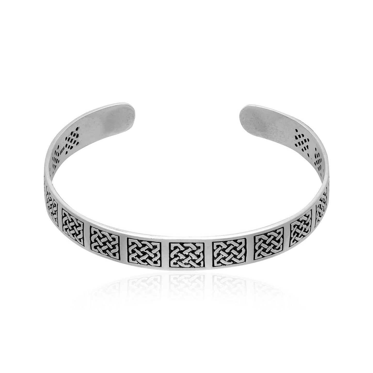 925 Sterling Silver Celtic Knots Bangle Square Design - SilverMania925