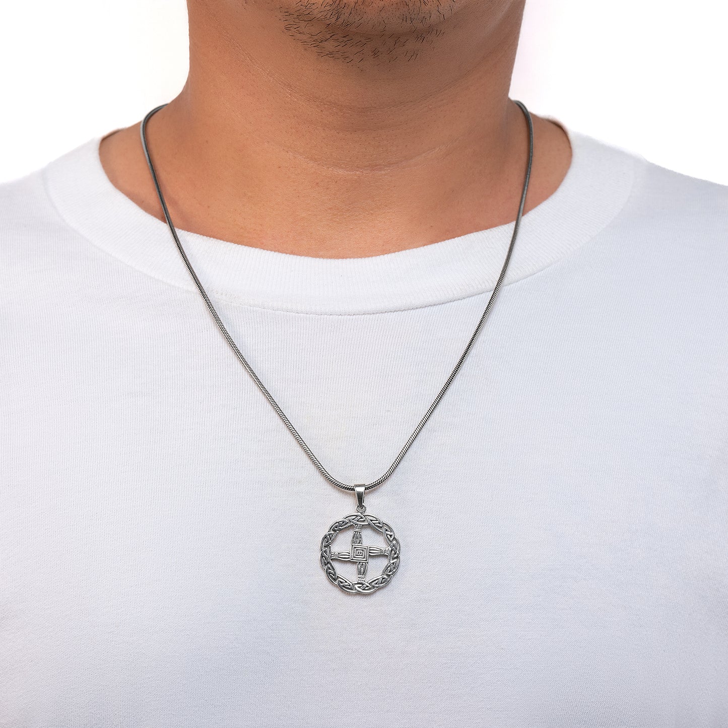 Sterling Silver St Brigid's Cross Pendant with Celtic Knots