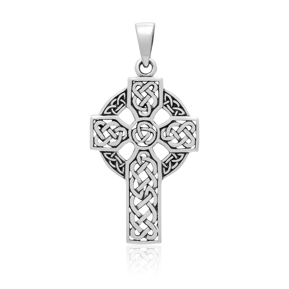 Sterling Silver Celtic Cross Large Pendant