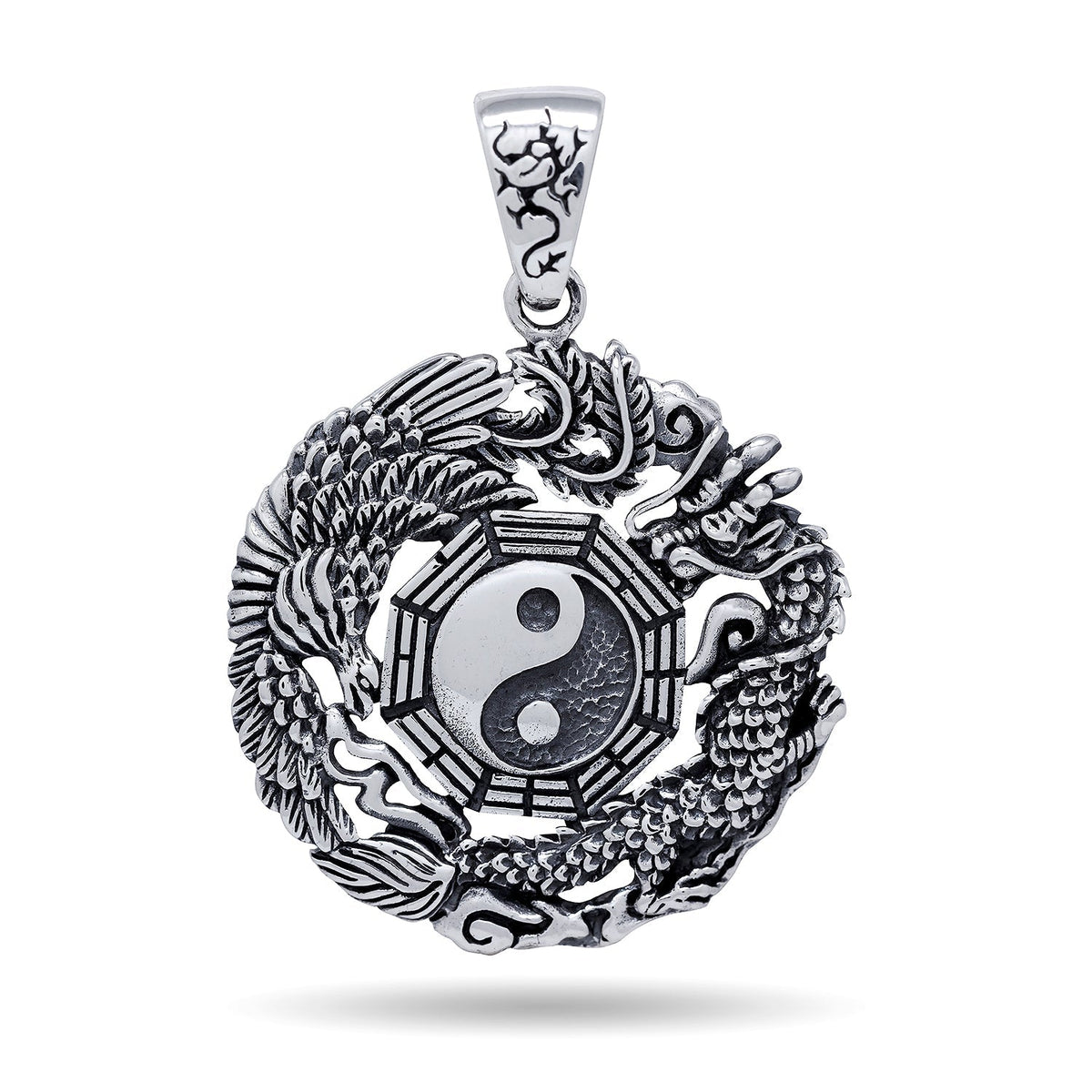 925 Sterling Silver Yin Yang Chinese Pendant - SilverMania925