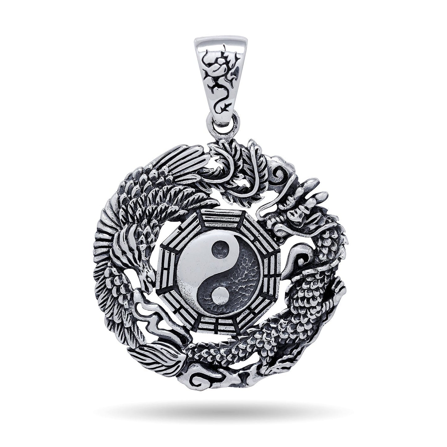 925 Sterling Silver Yin Yang Chinese Pendant - SilverMania925