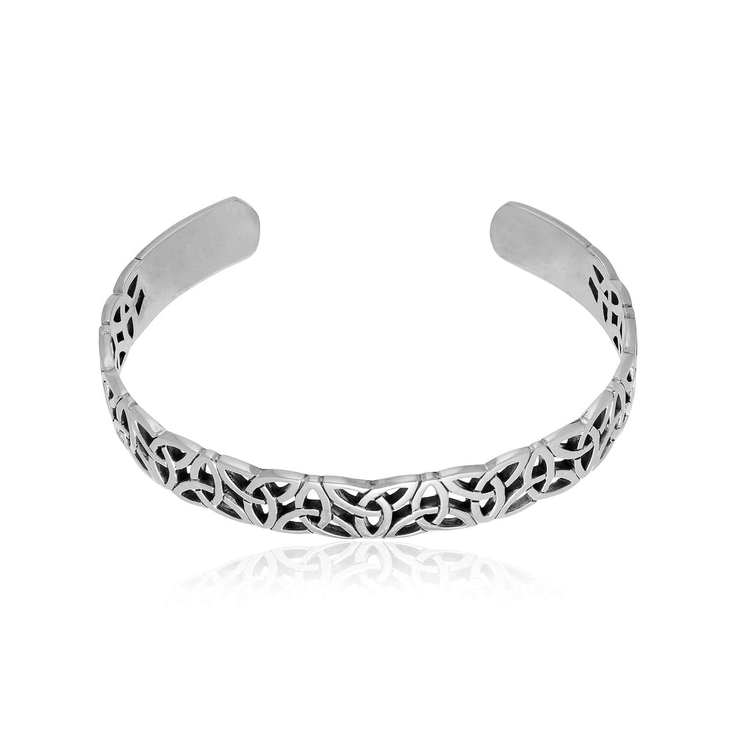 925 Sterling Silver Triquetra Knots Bangle - SilverMania925