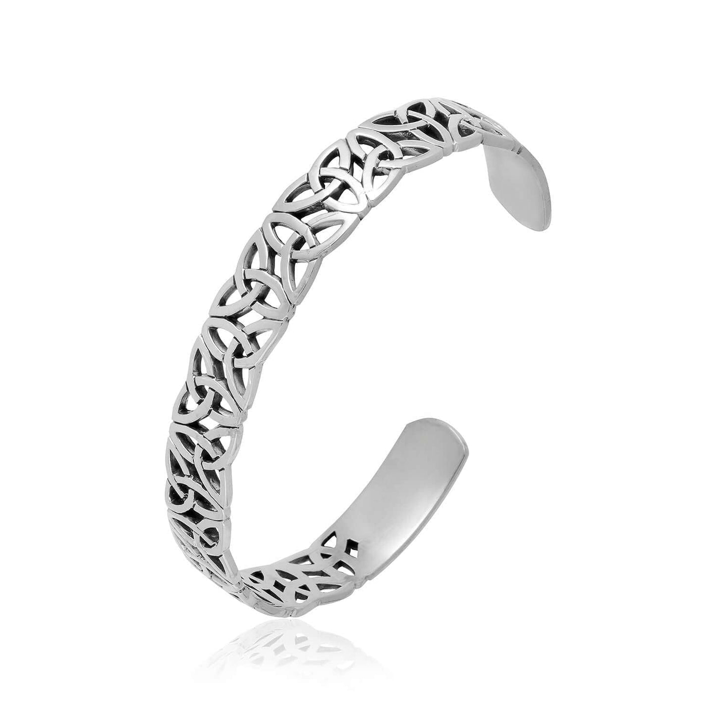 925 Sterling Silver Triquetra Knots Bangle - SilverMania925