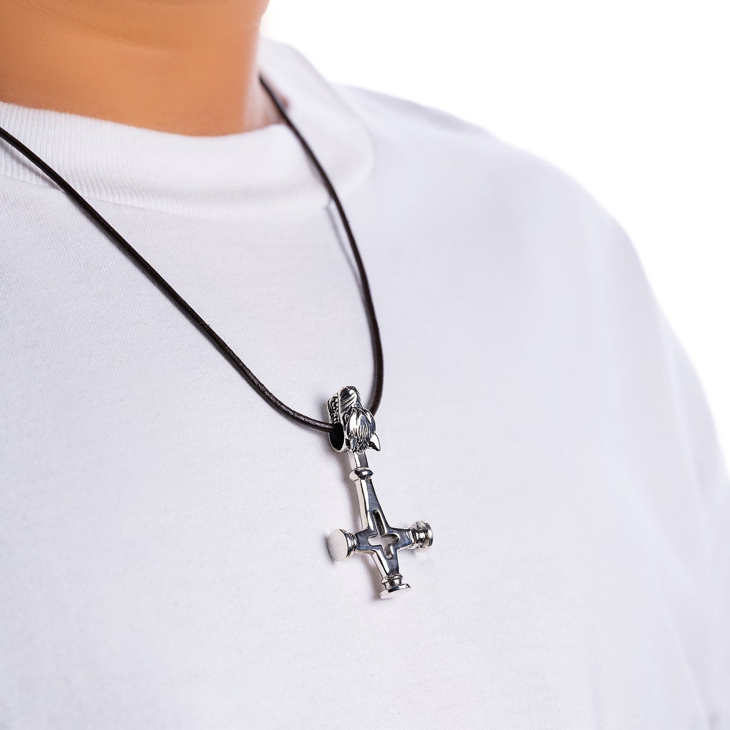 925 Sterling Silver Wolf Cross Pendant (Large) - SilverMania925