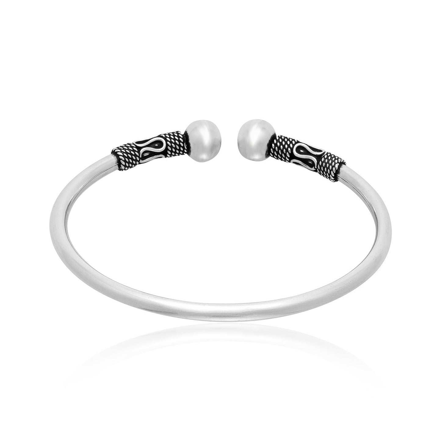 925 Sterling Silver Artisan Bali Bangle - SilverMania925