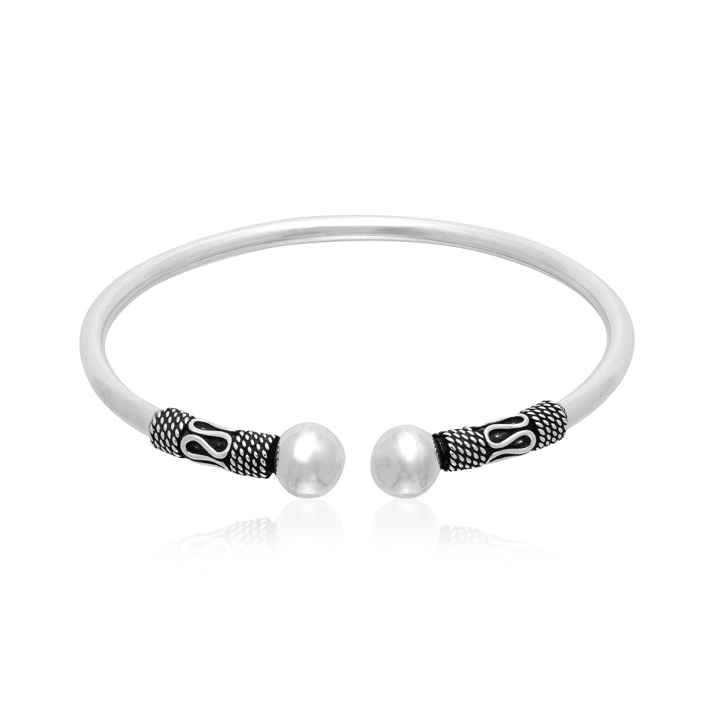 925 Sterling Silver Artisan Bali Bangle - SilverMania925