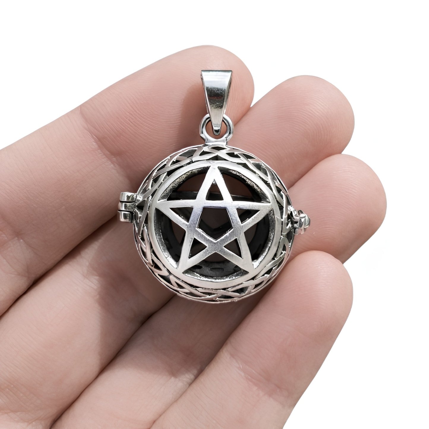 Sterling Silver Pentagram with Celtic Knots Locket