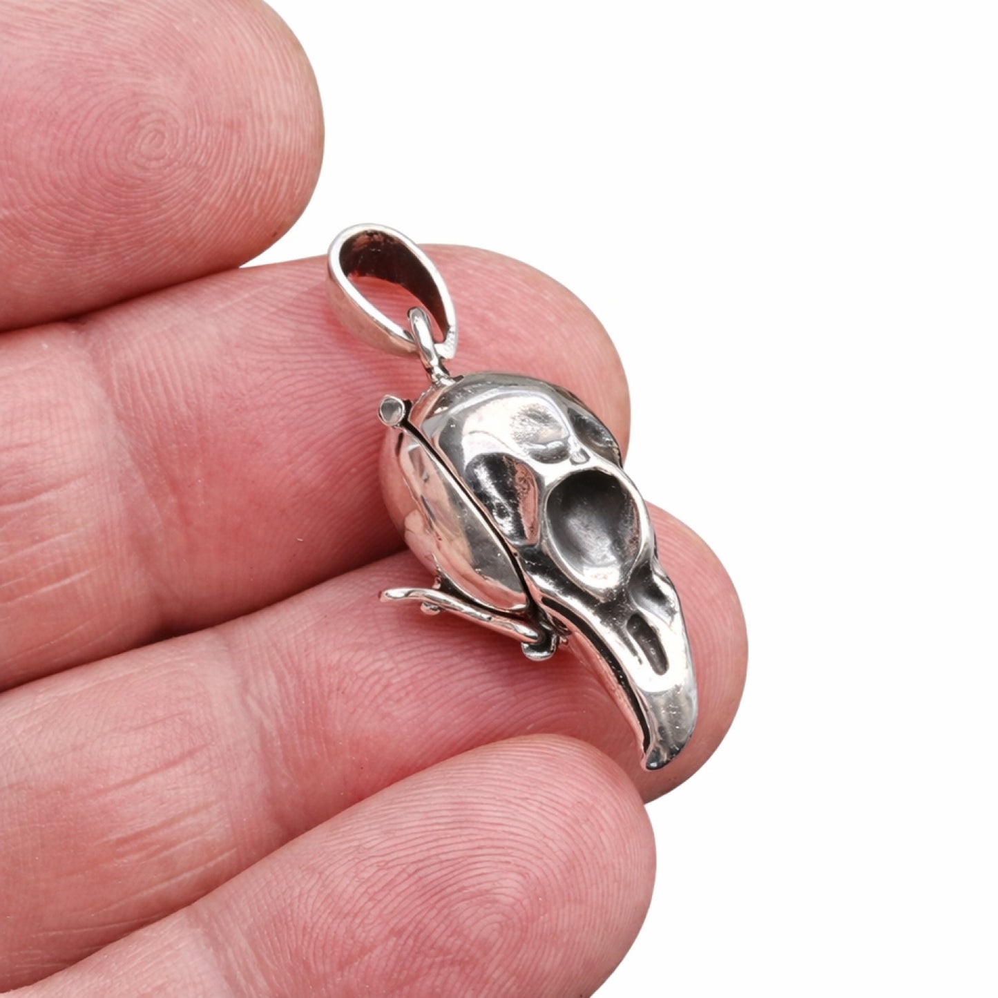 925 Sterling Silver Raven Skull Locket