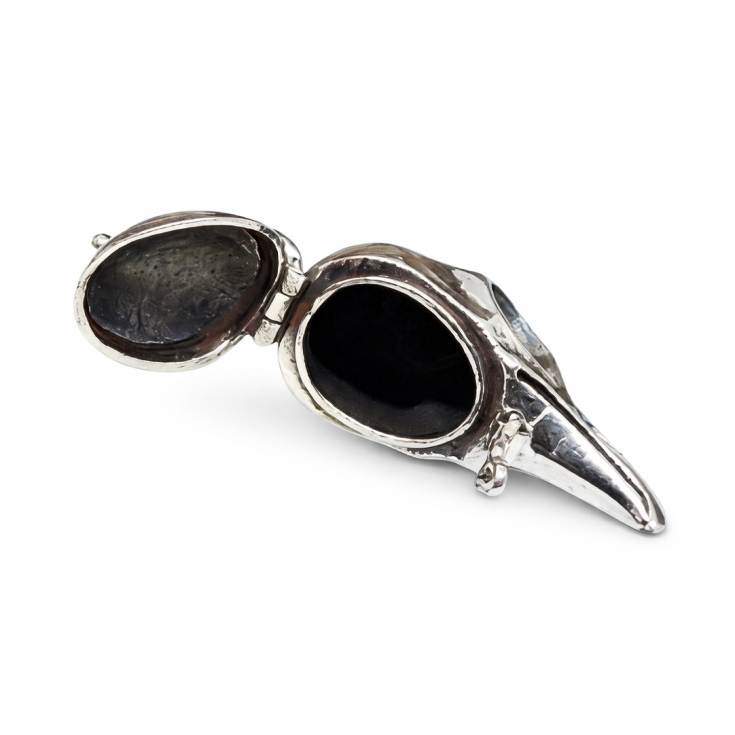 925 Sterling Silver Raven Skull Locket