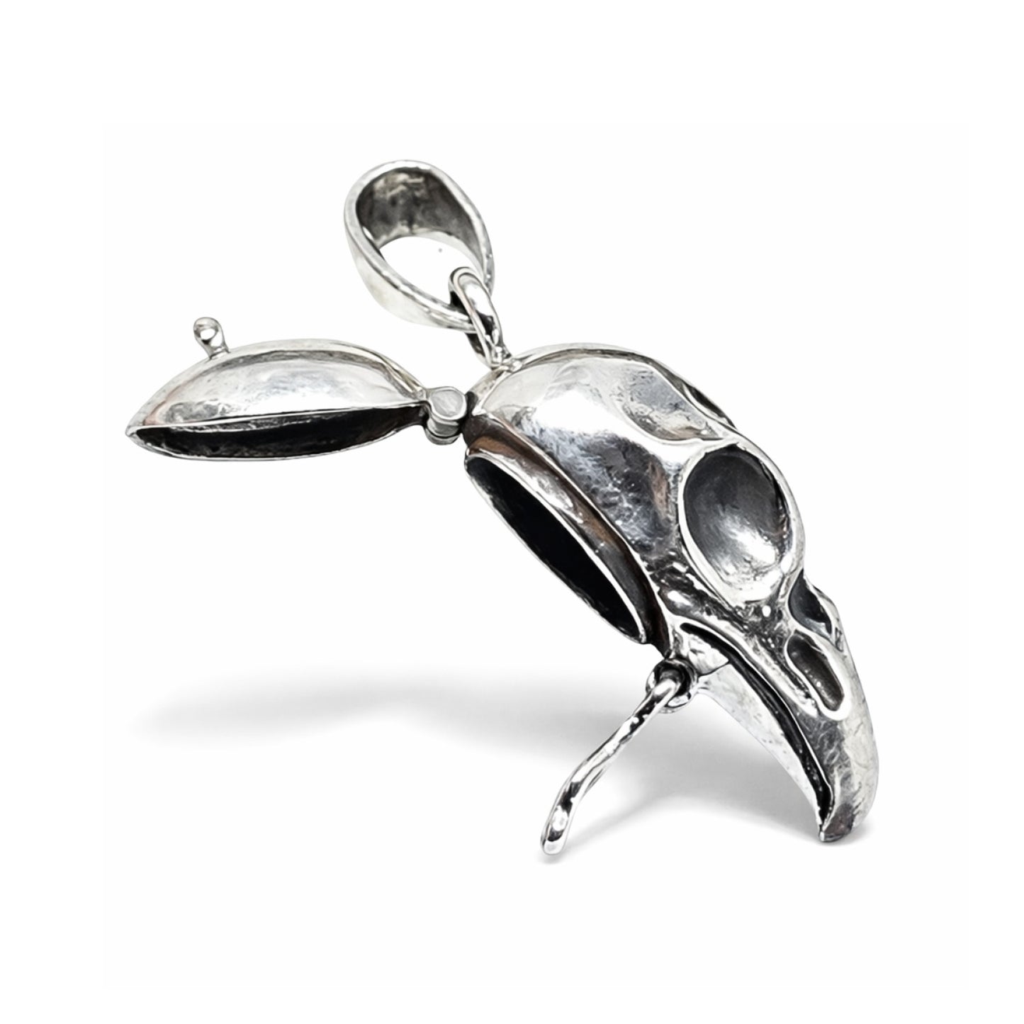 925 Sterling Silver Raven Skull Locket