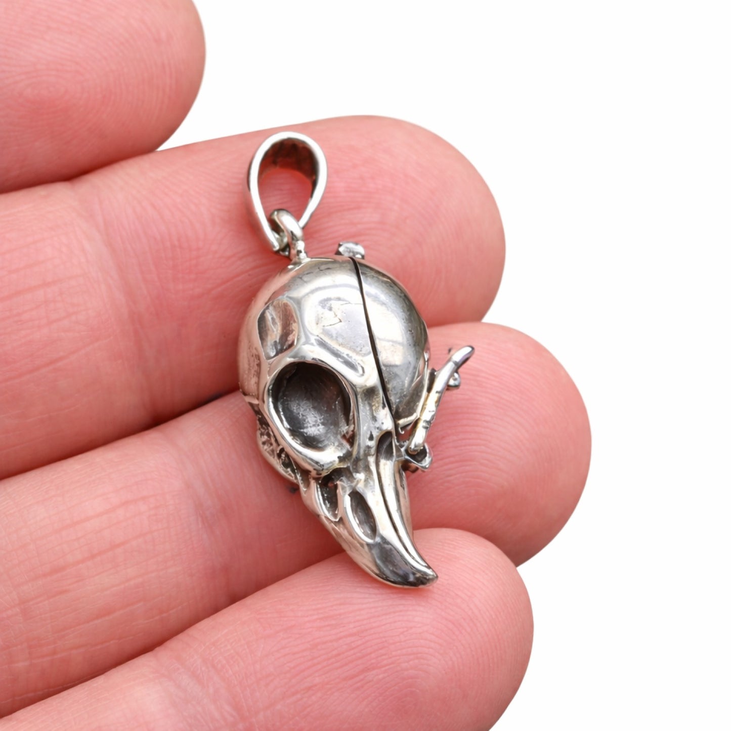 925 Sterling Silver Raven Skull Locket