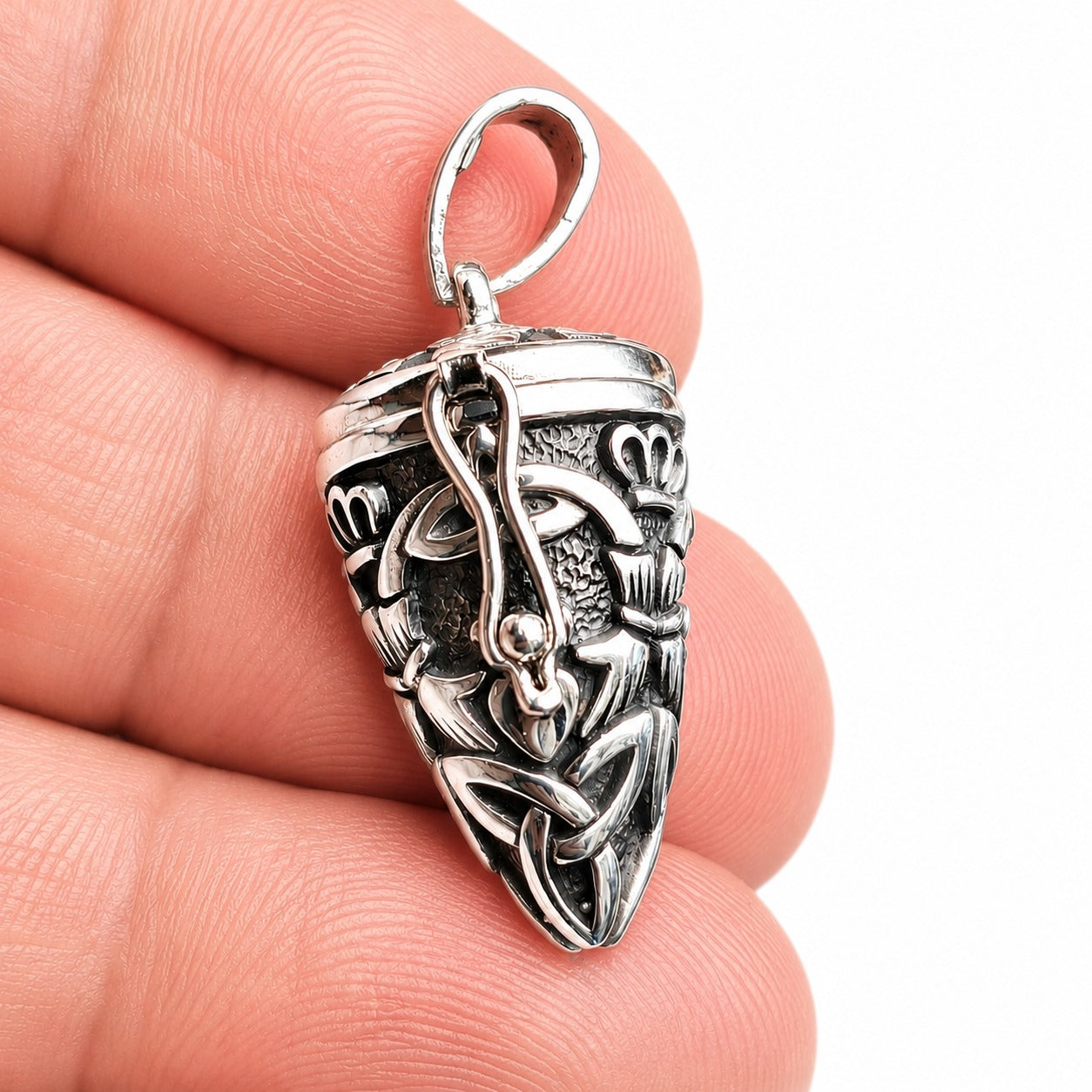 925 Sterling Silver Claddagh with Triquetra Locket