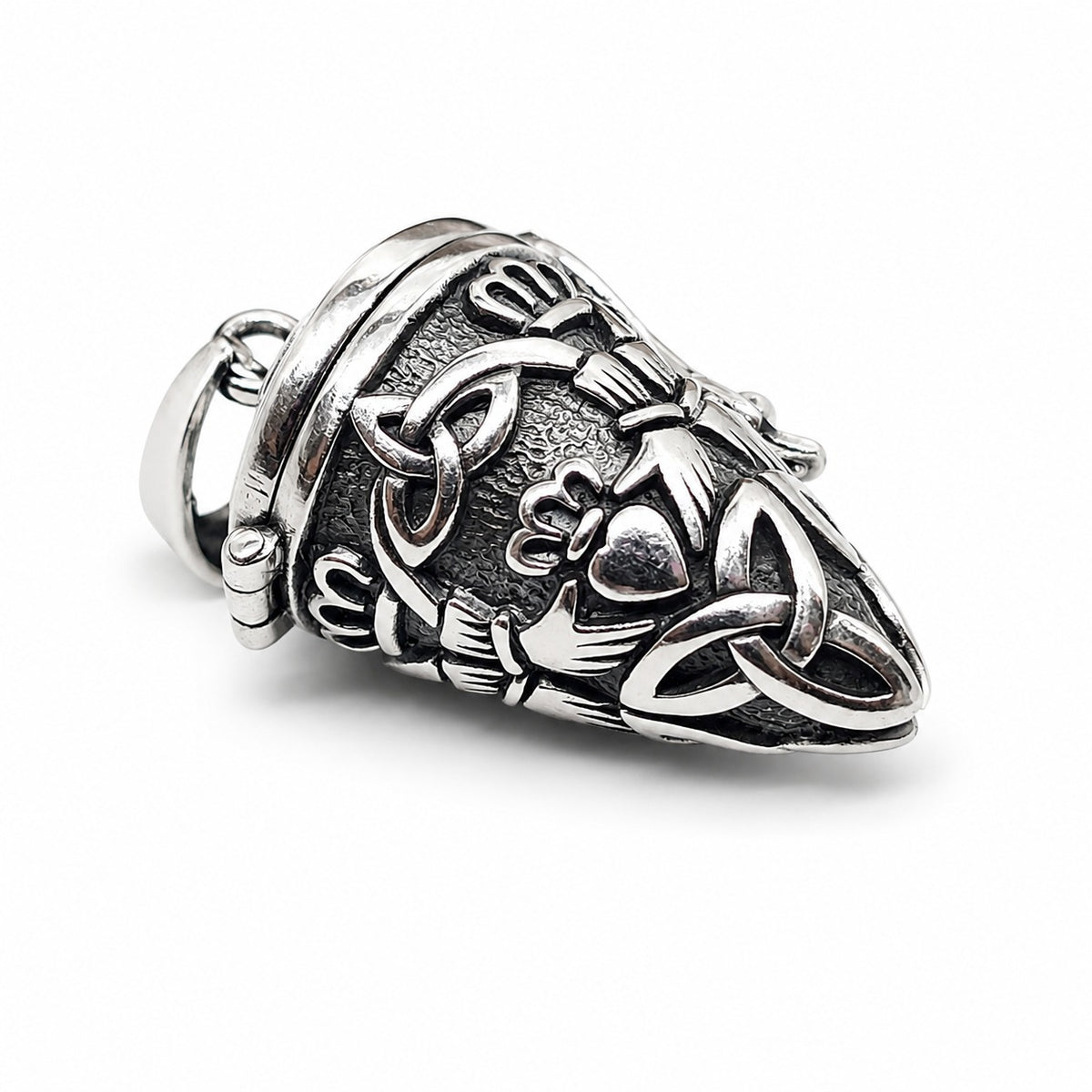 925 Sterling Silver Claddagh with Triquetra Locket