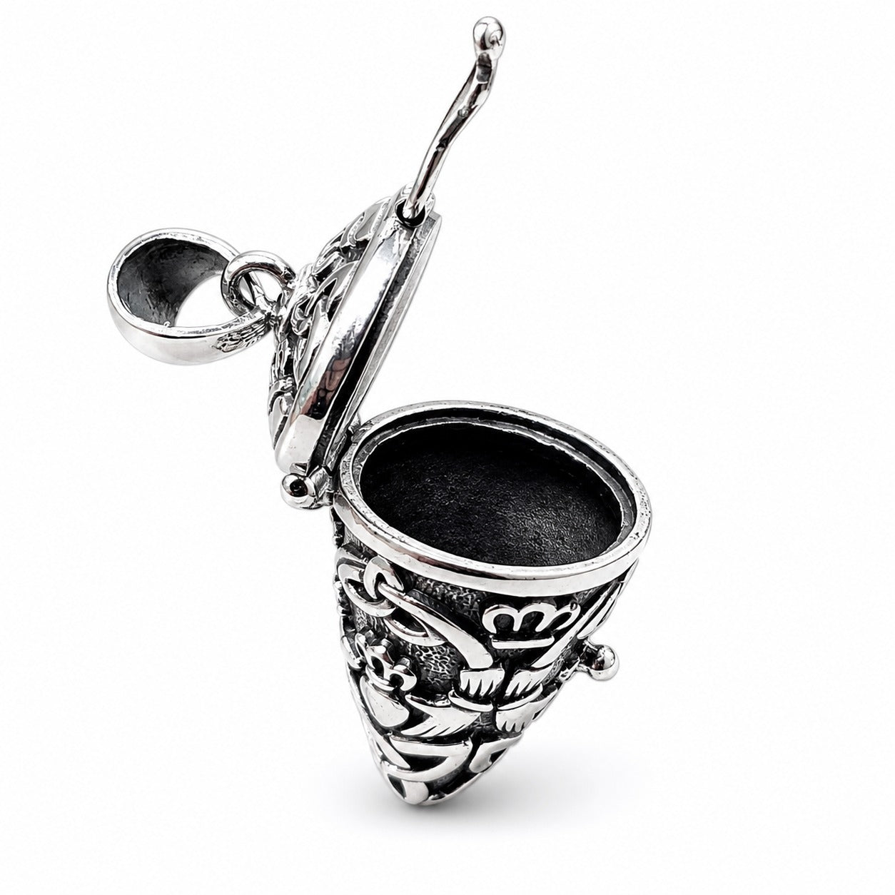 925 Sterling Silver Claddagh with Triquetra Locket