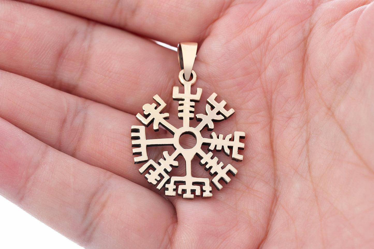 Viking Vegvisir Compass Bronze Handcrafted Pendant - SilverMania925