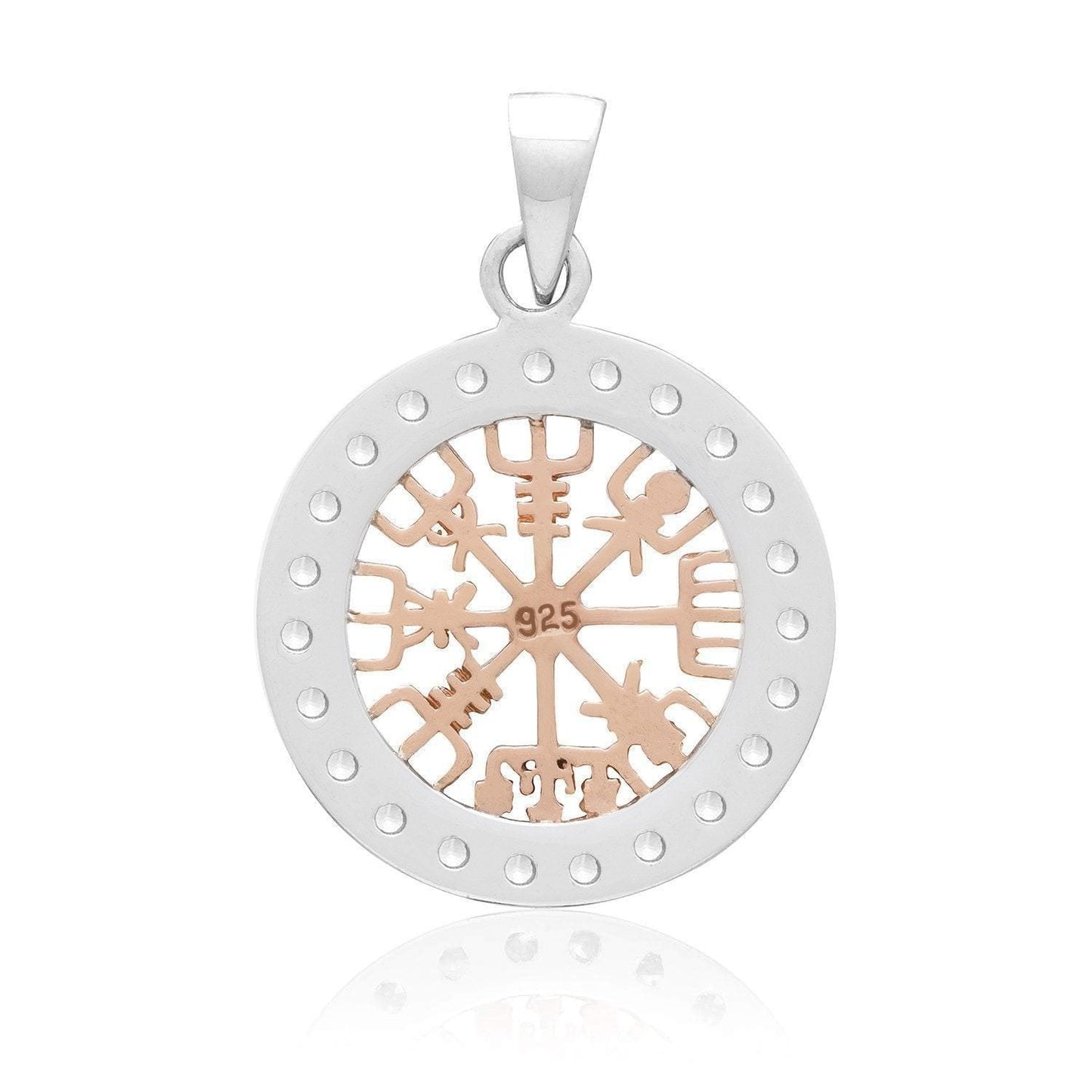 Sterling Silver Charm with Rose Gold Vegvisir and CZ - SilverMania925