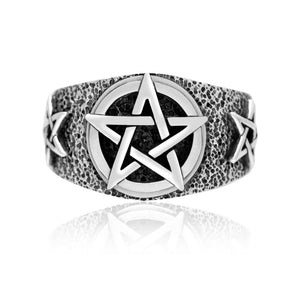 925 Sterling Silver Pentagram Signet Ring