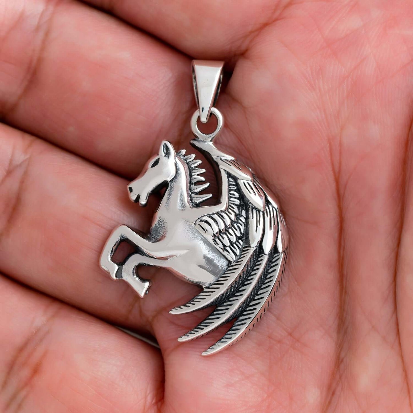 925 Sterling Silver Greek Mythology Pegasus Pendant - SilverMania925