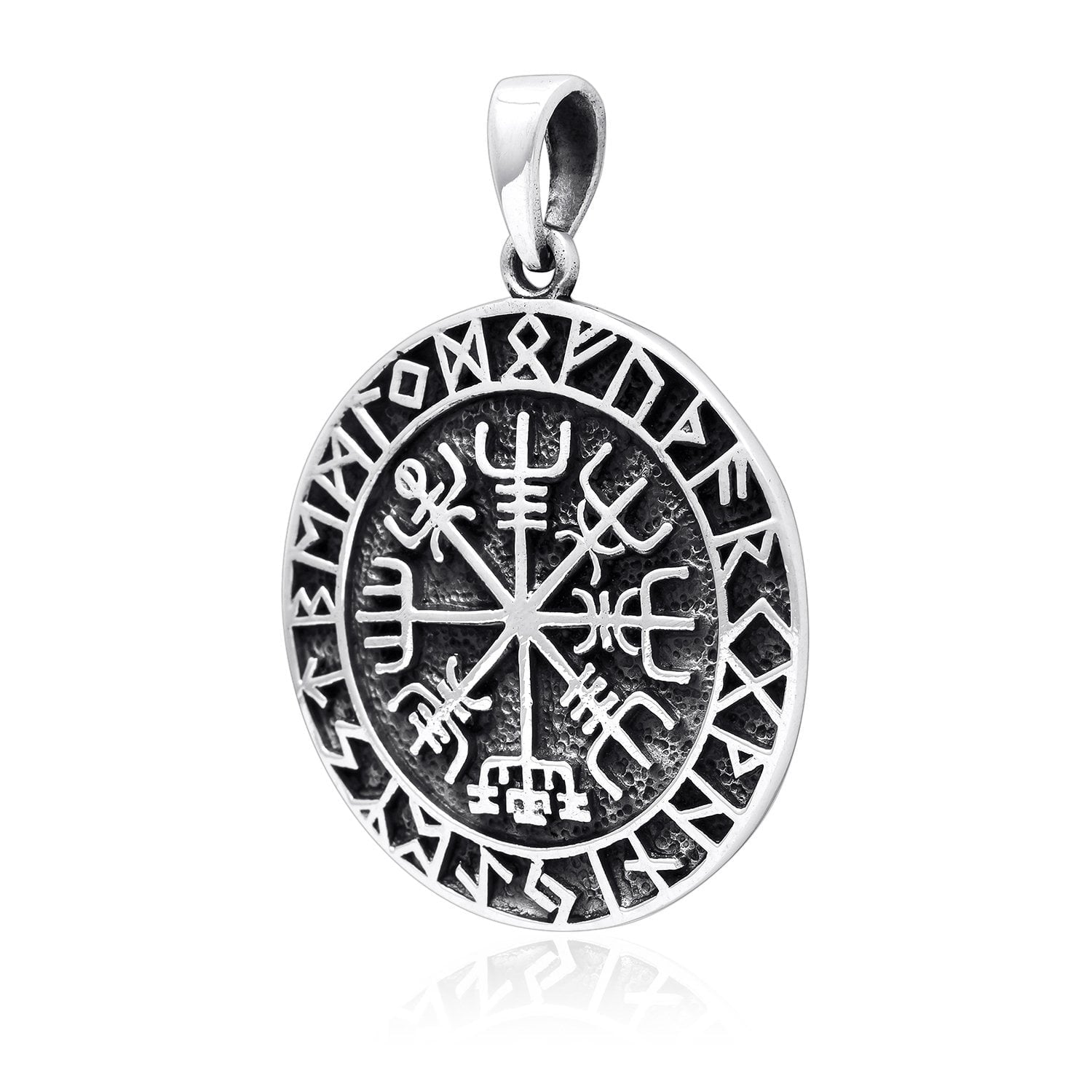 925 Sterling Silver Vegvisir Viking Compass Runes Pendant