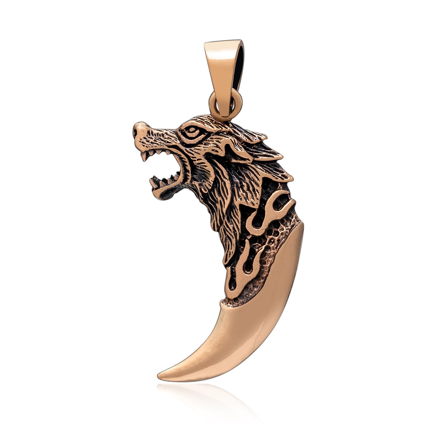 Viking Wolf Tooth Bronze Pendant