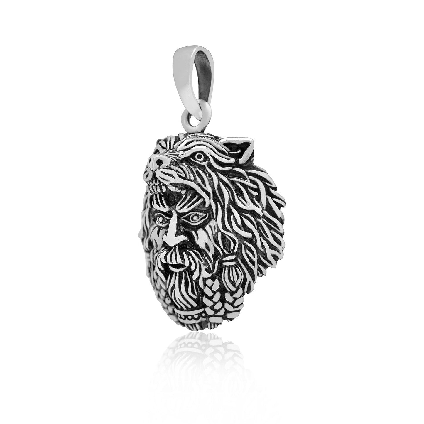 Sterling Silver Viking Berserker with Bear Hood Amulet - SilverMania925