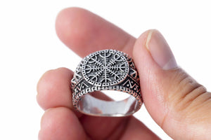 925 Sterling Silver Helm of Awe Viking Oxidized Ring