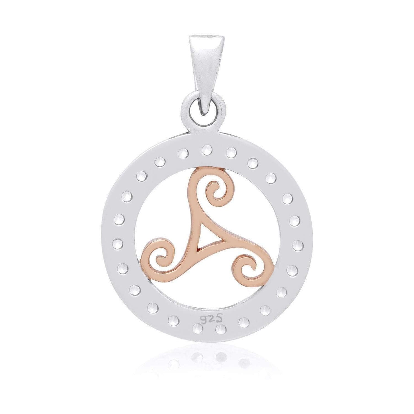 Sterling Silver Charm with Rose Gold Triskelion and CZ - SilverMania925