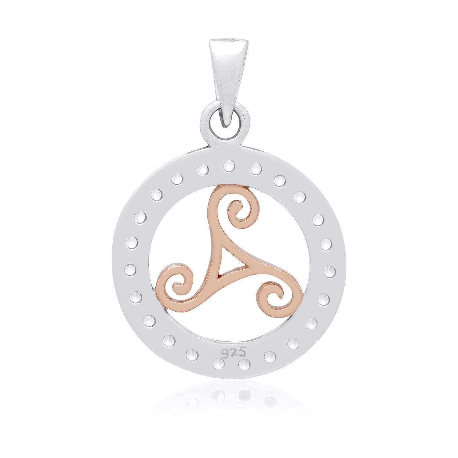 925 Sterling Silver Charm with Rose Gold Triskelion and Cubic Zirconia