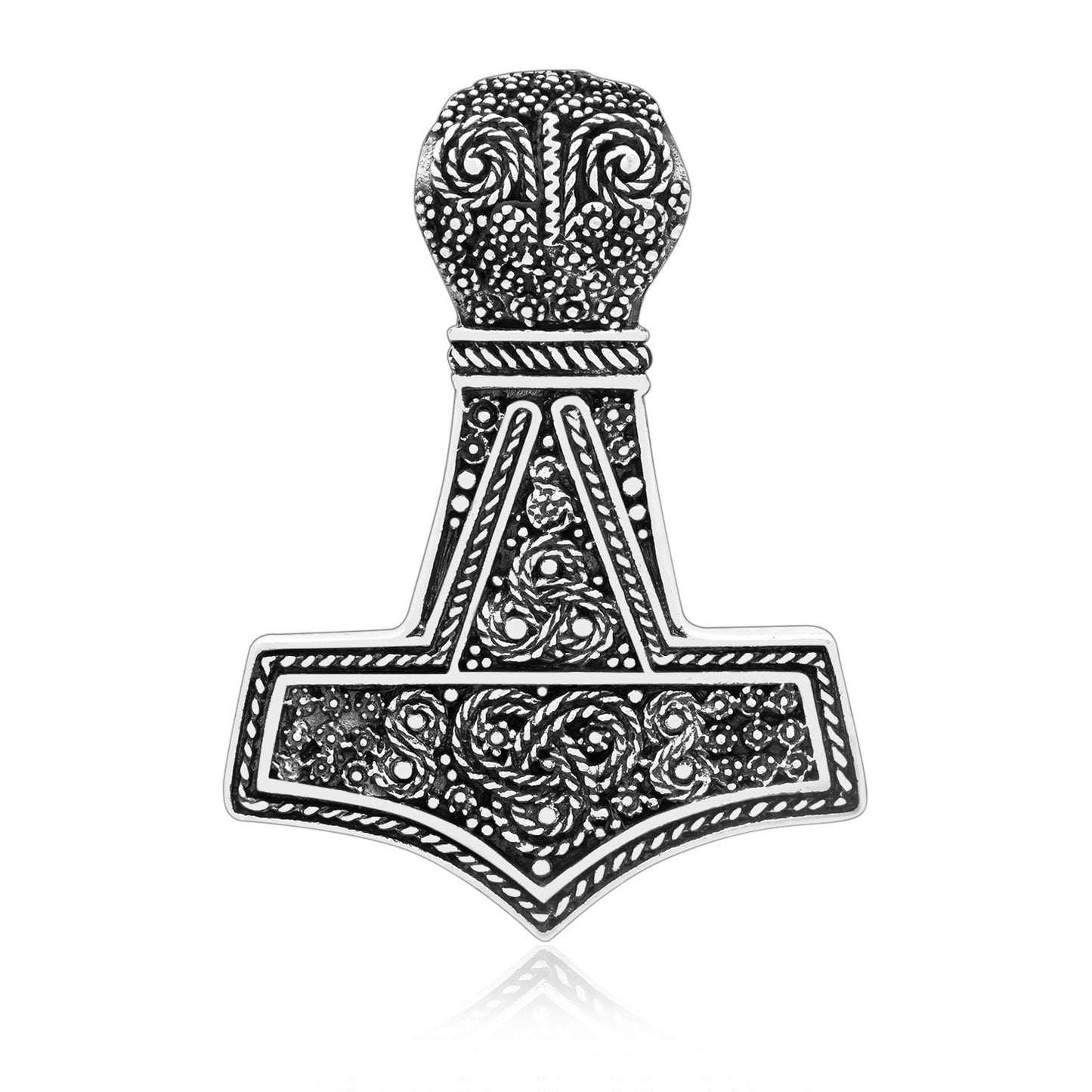 Sterling Silver Thor Hammer Mammen Style Viking Pendant - SilverMania925