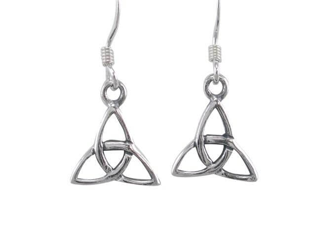 925 Sterling Silver Celtic Irish Trinity Knot Triquetra Dangle Earrings Set