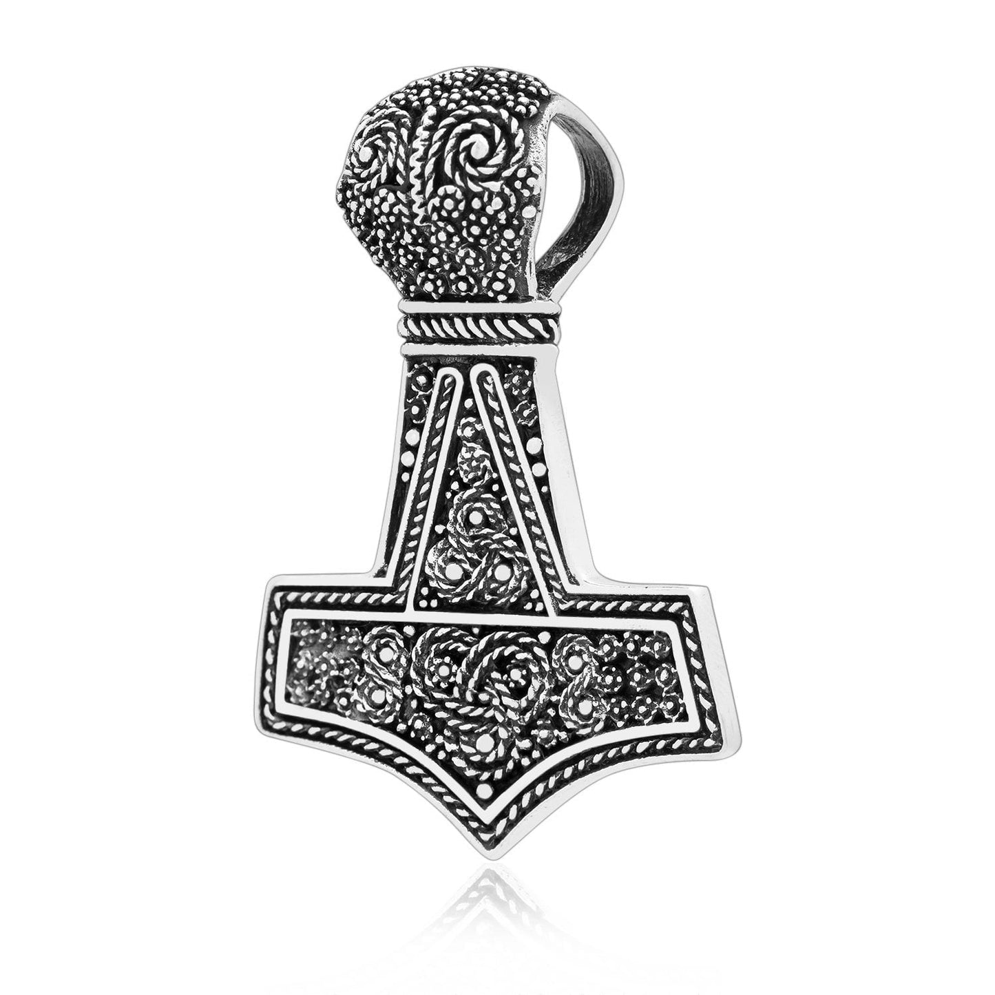 Sterling Silver Thor Hammer Mammen Style Viking Pendant - SilverMania925