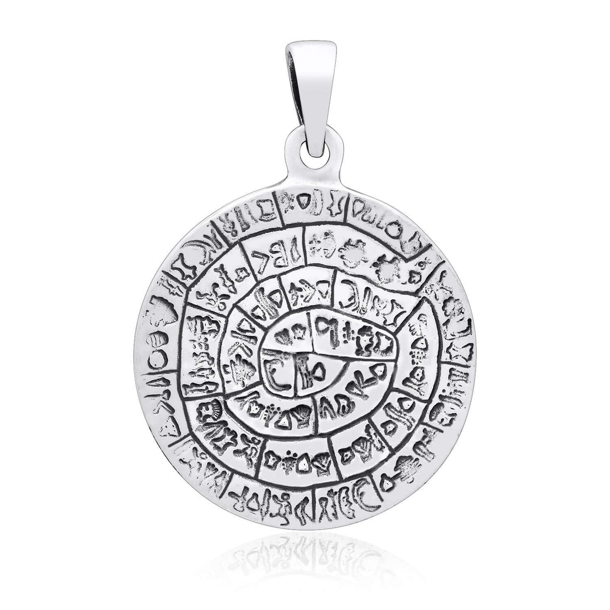 925 Sterling Silver Phaistos Disk Minoan Pendant - SilverMania925