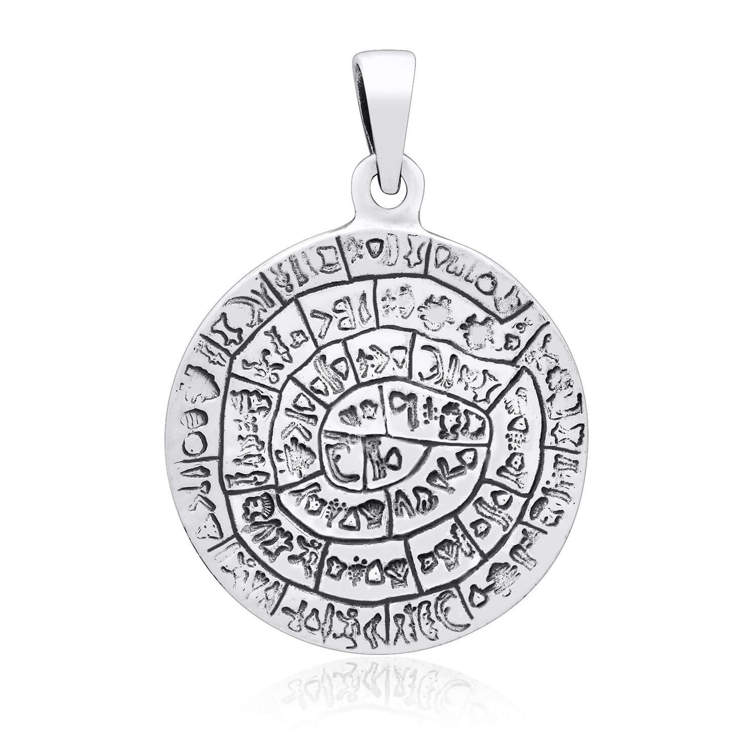 925 Sterling Silver Phaistos Disk Minoan Pendant