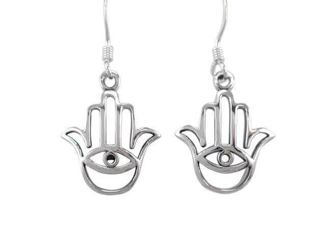 925 Sterling Silver Hamsa Hand Earrings - SilverMania925