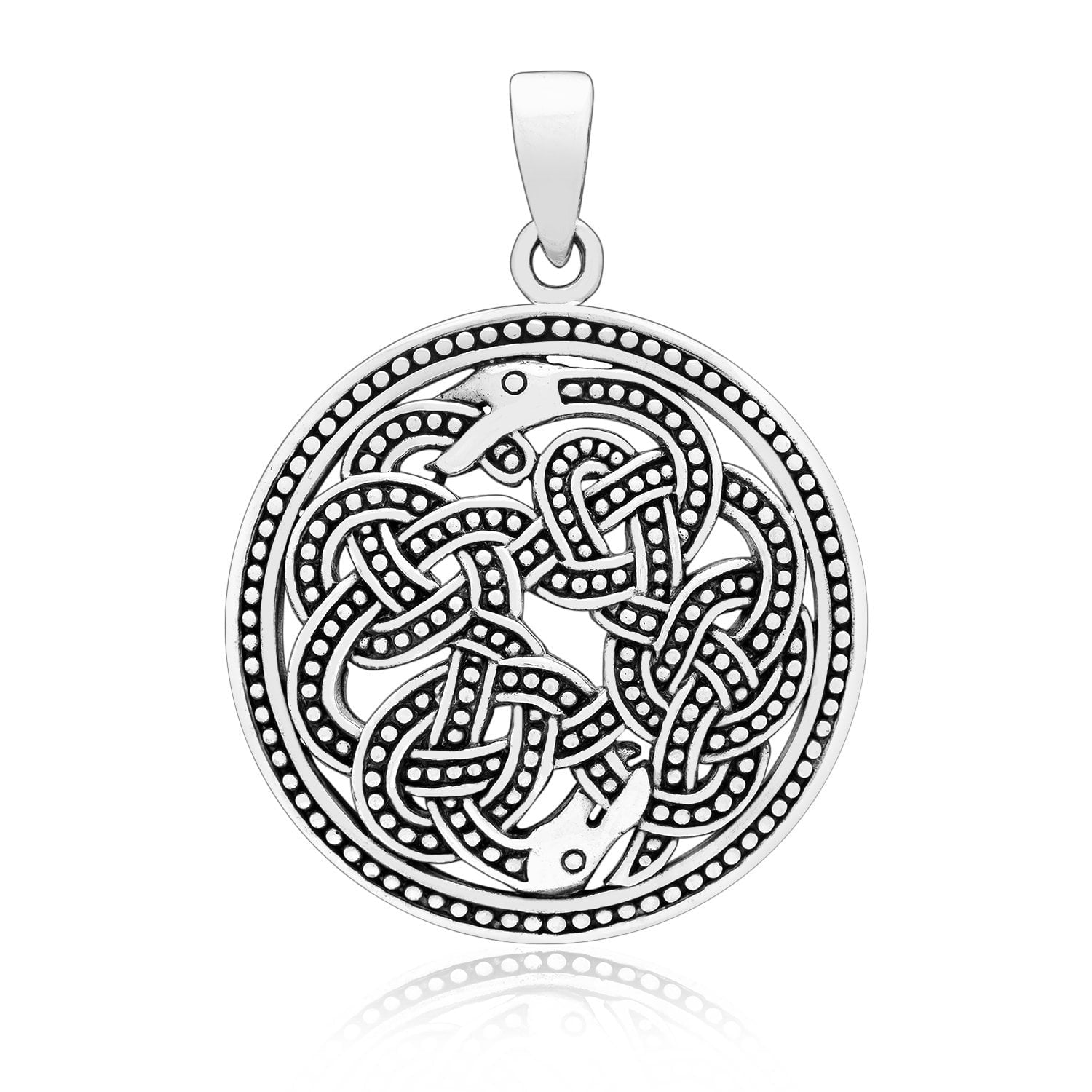 925 Sterling Silver Viking Jormungand Mammen Style Pendant