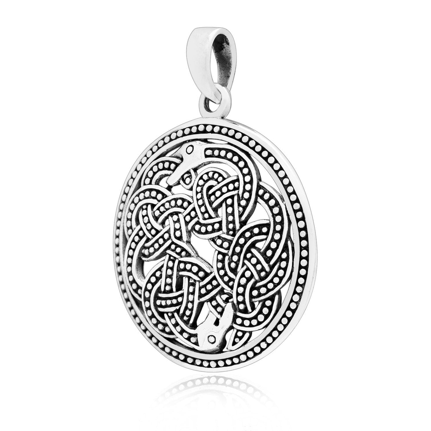 925 Sterling Silver Viking Jormungand Mammen Style Pendant - SilverMania925