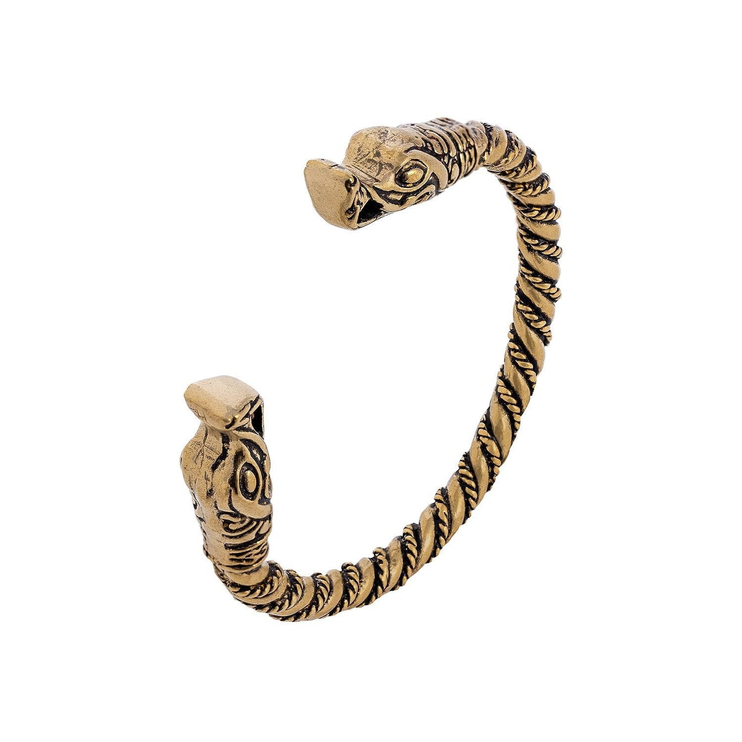 Viking Wolf Spiral Twisted Bronze Bangle - SilverMania925