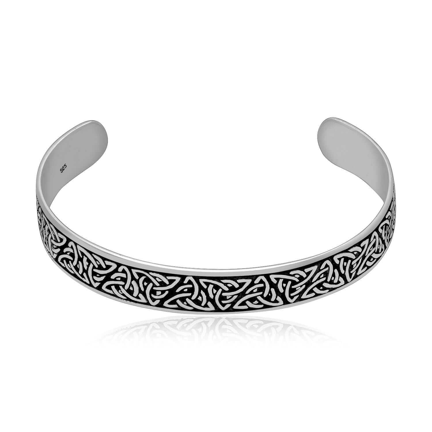 925 Sterling Silver Celtic Triquetra Knots Bangle
