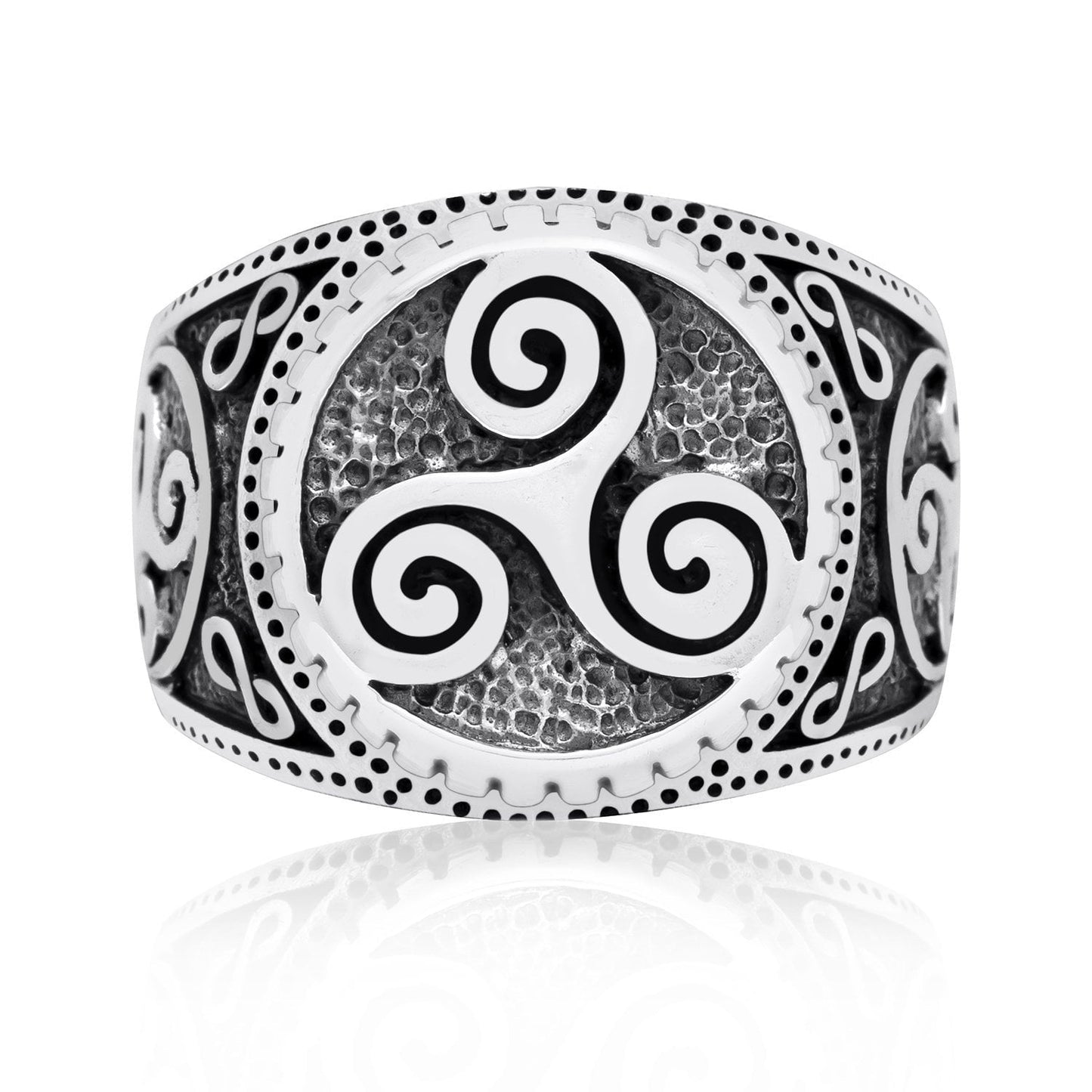 925 Sterling Silver Viking Triskelion Celtic Pagan Handcrafted Ring - SilverMania925